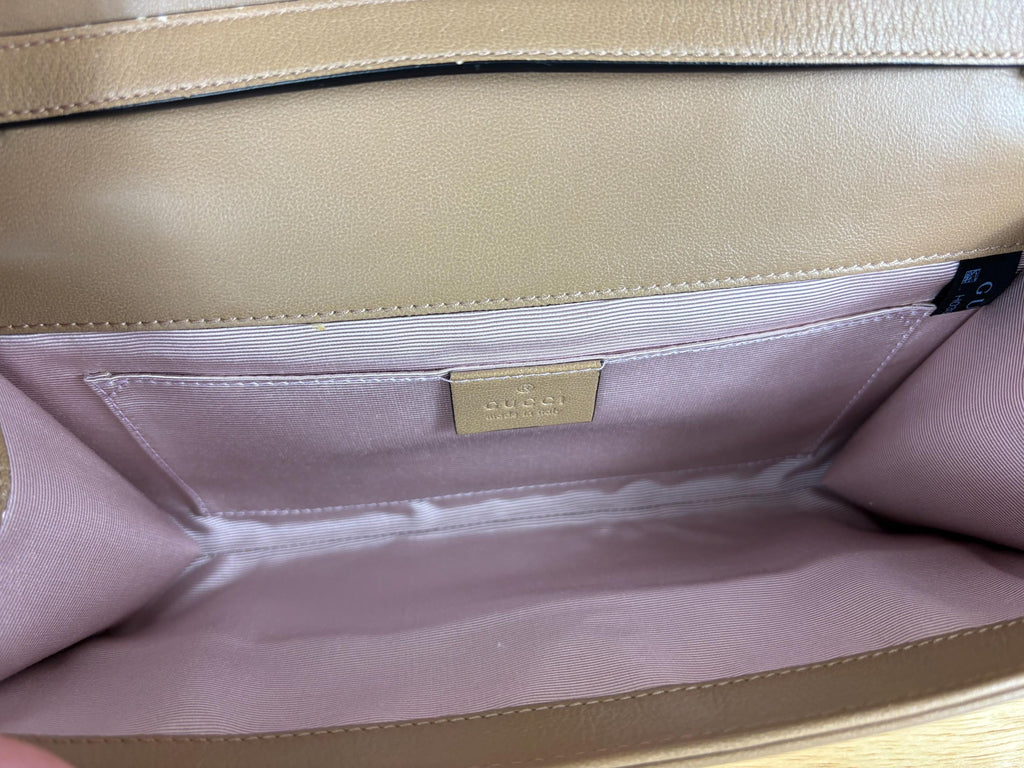 Authentic Gucci GG Linea Matisse Brown Leather Shoulder Bag