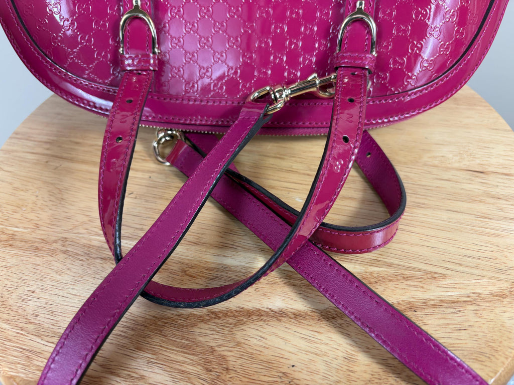 Authentic Gucci Hot Pink Small Microguccissima Patent Nice Dome 2-Way Bag