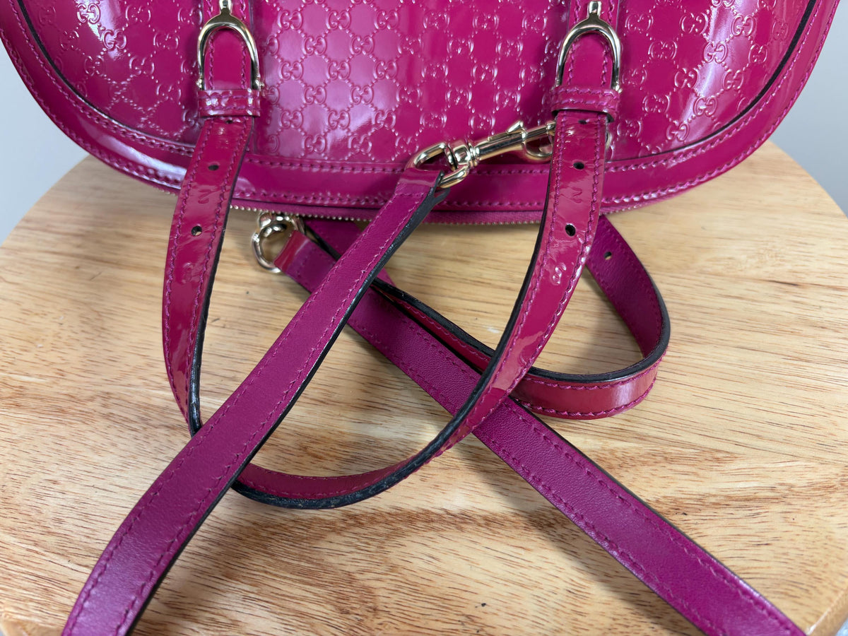 Authentic Gucci Hot Pink Small Microguccissima Patent Nice Dome 2-Way Bag