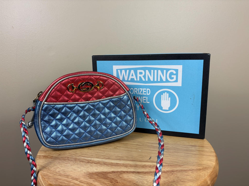 Authentic Gucci Horsebit Trampuntata Zumi Metalic Crossbody Bag