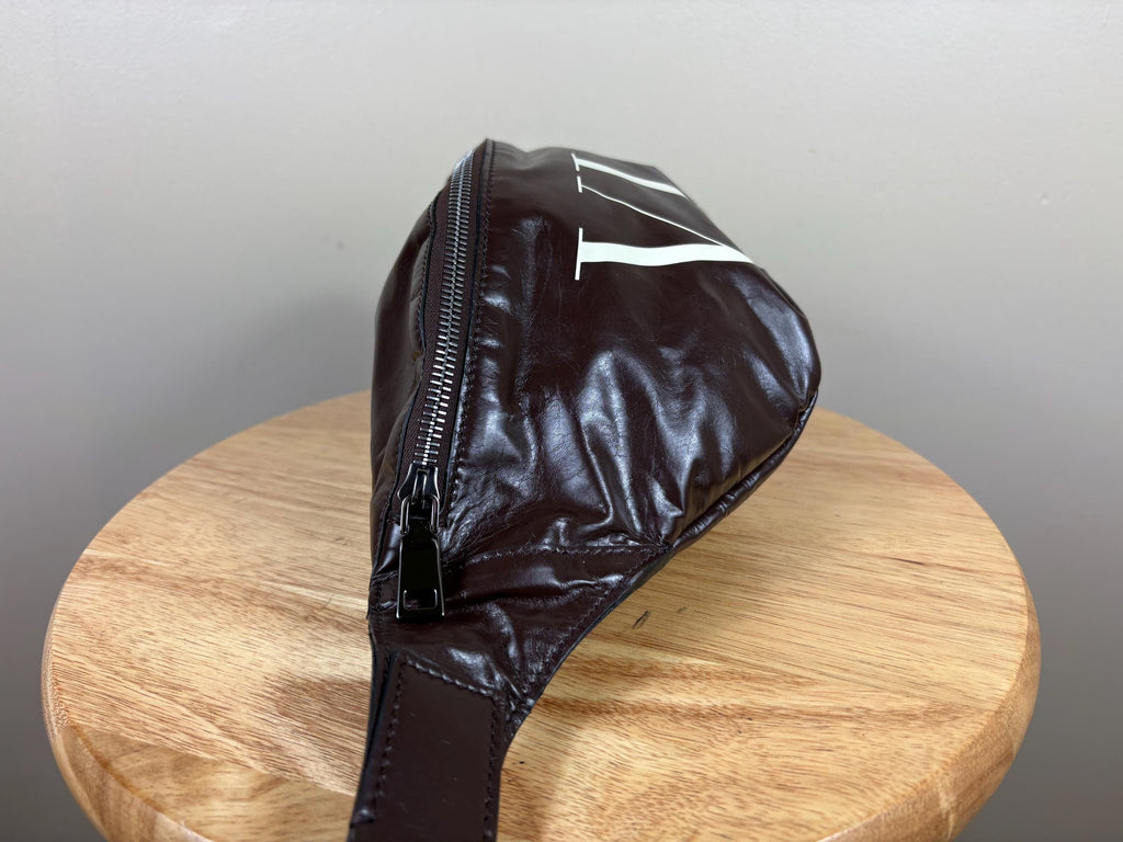 Authentic Valentino Garavani VLNT Brown Calfskin Leather Belt Bag