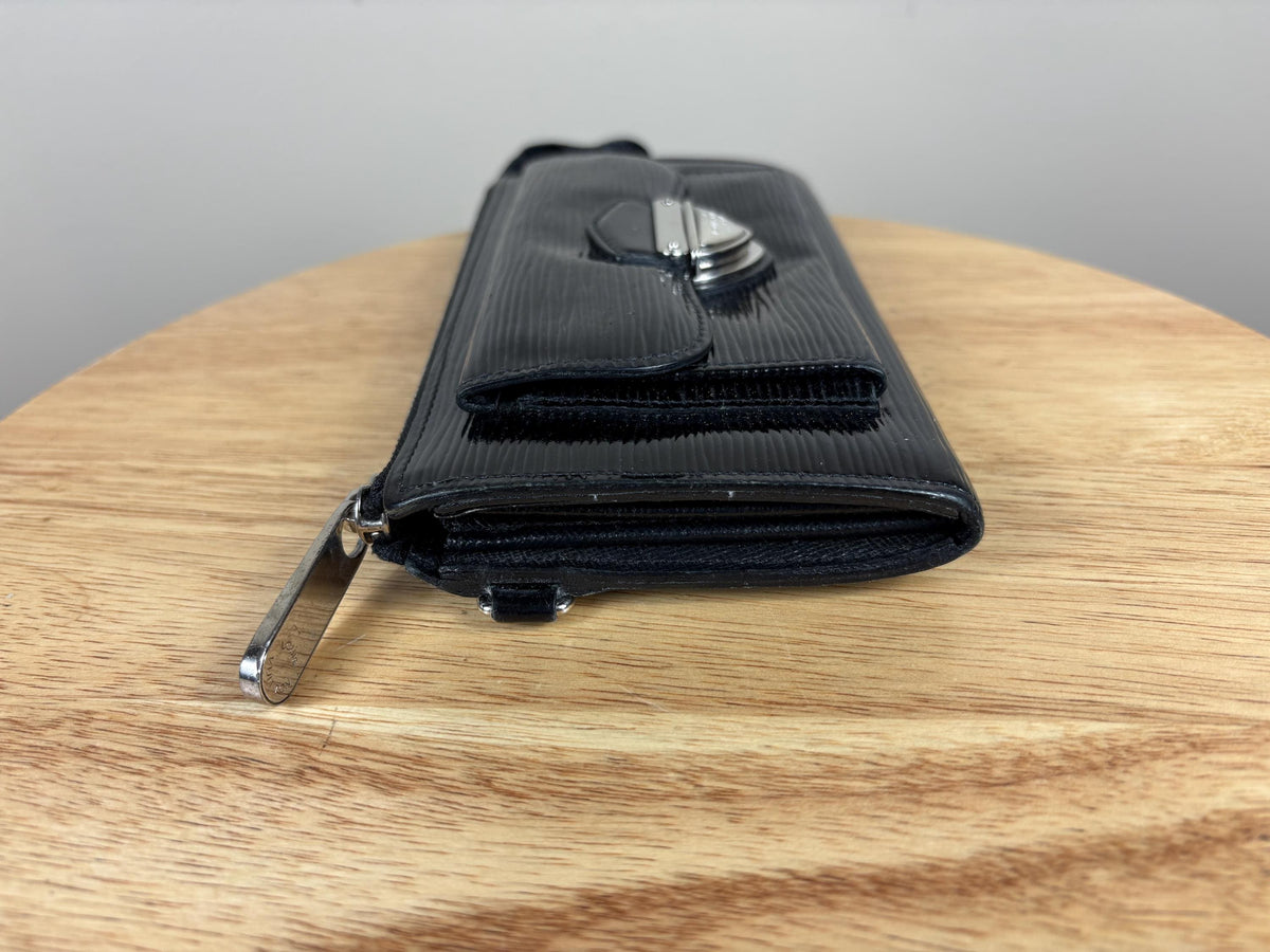 Authentic Louis Vuitton Black Epi Astrid Zippy Wallet/Clutch w/ Box