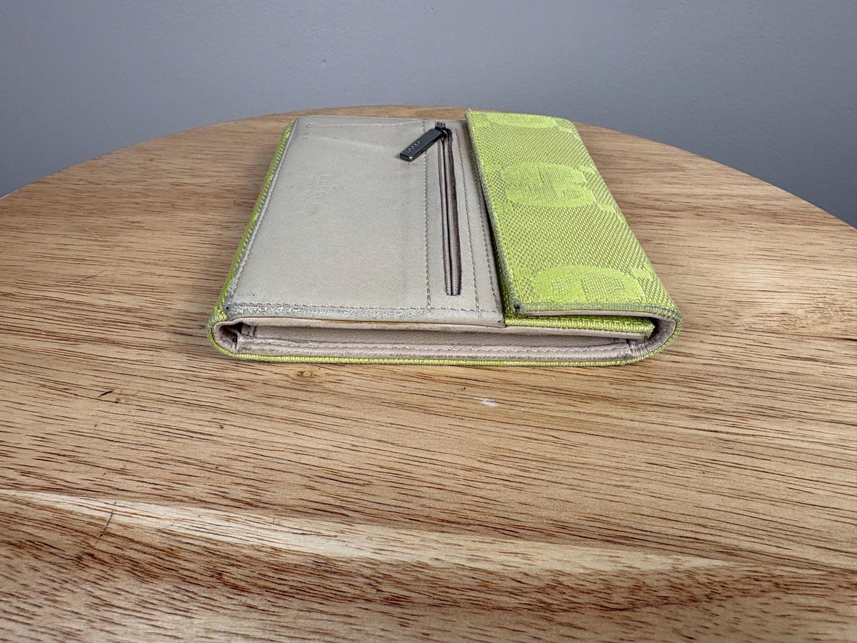 Authentic Gucci Compact Neon Beige Wallet GG