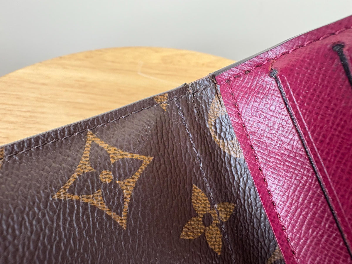 Authentic Louis Vuitton Monogram Emilie Red Long Bifold Wallet