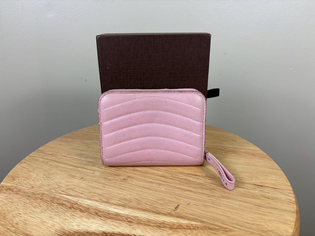 Authentic Louis Vuitton  New Wave Pink Leather Compact Zip Wallet