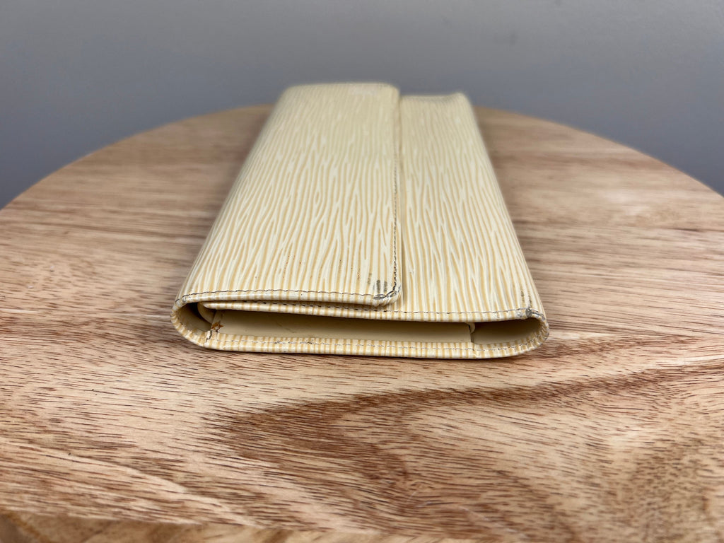 Authentic Louis Vuitton Epi Crème International Tri-Fold Long Wallet