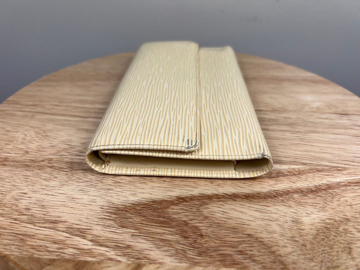 Authentic Louis Vuitton Epi Crème International Tri-Fold Long Wallet