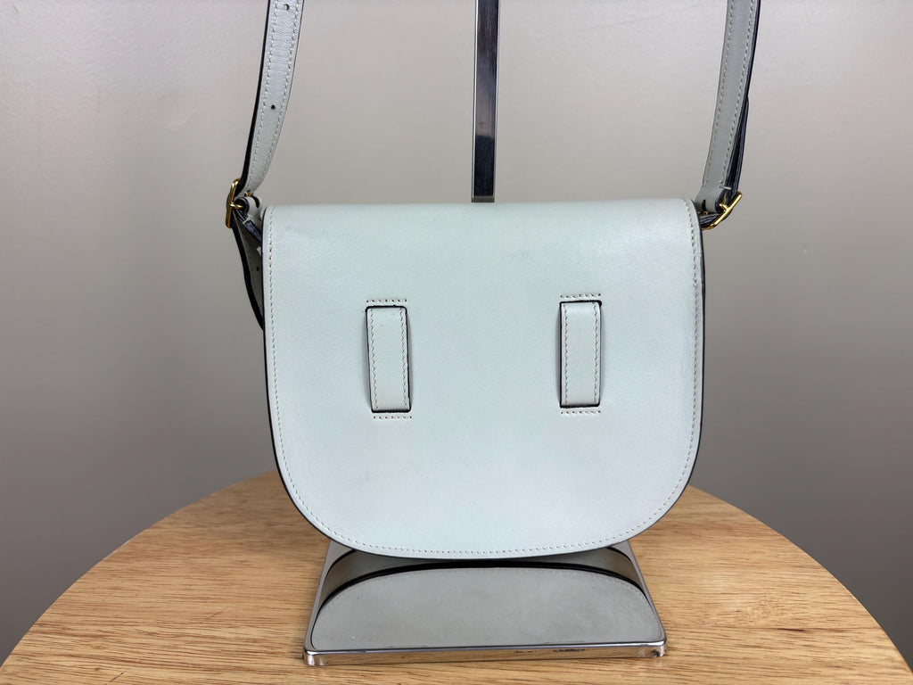 Authentic Celine Mini Symmetrical Crossbody Bag White Leather
