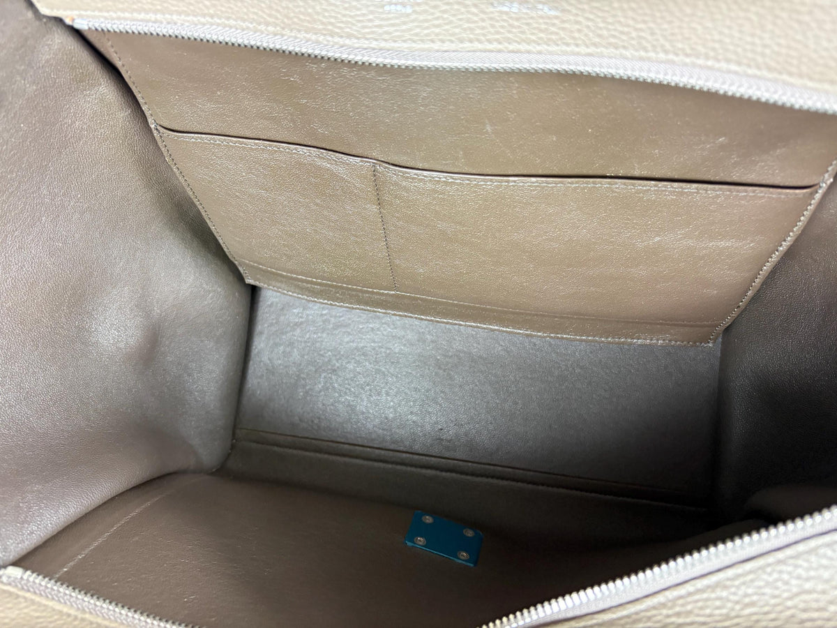 Authentic Celine Trapeze Leather Gray 2-Way Handbag Luggage