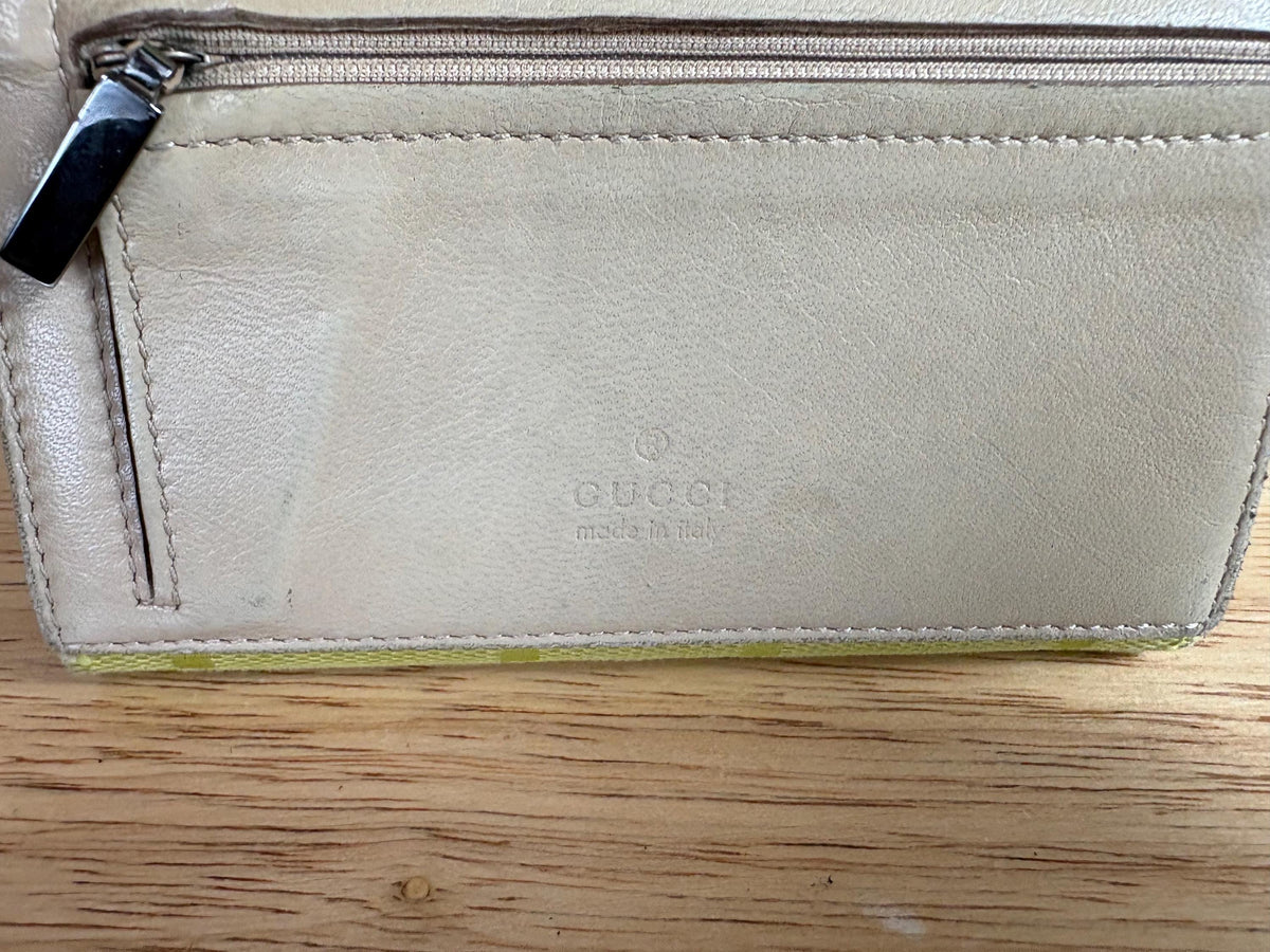 Authentic Gucci Compact Neon Beige Wallet GG