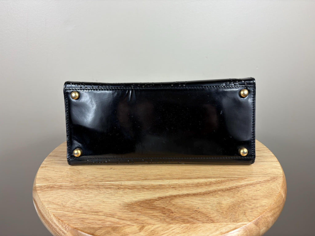 Authentic Chanel Vintage Patent Leather Camellia Magnetic Tote Bag w/ COA