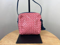 Authentic Bottega Veneta Blue and Pink Nodini Nappa Red Leather Crossbody Bag