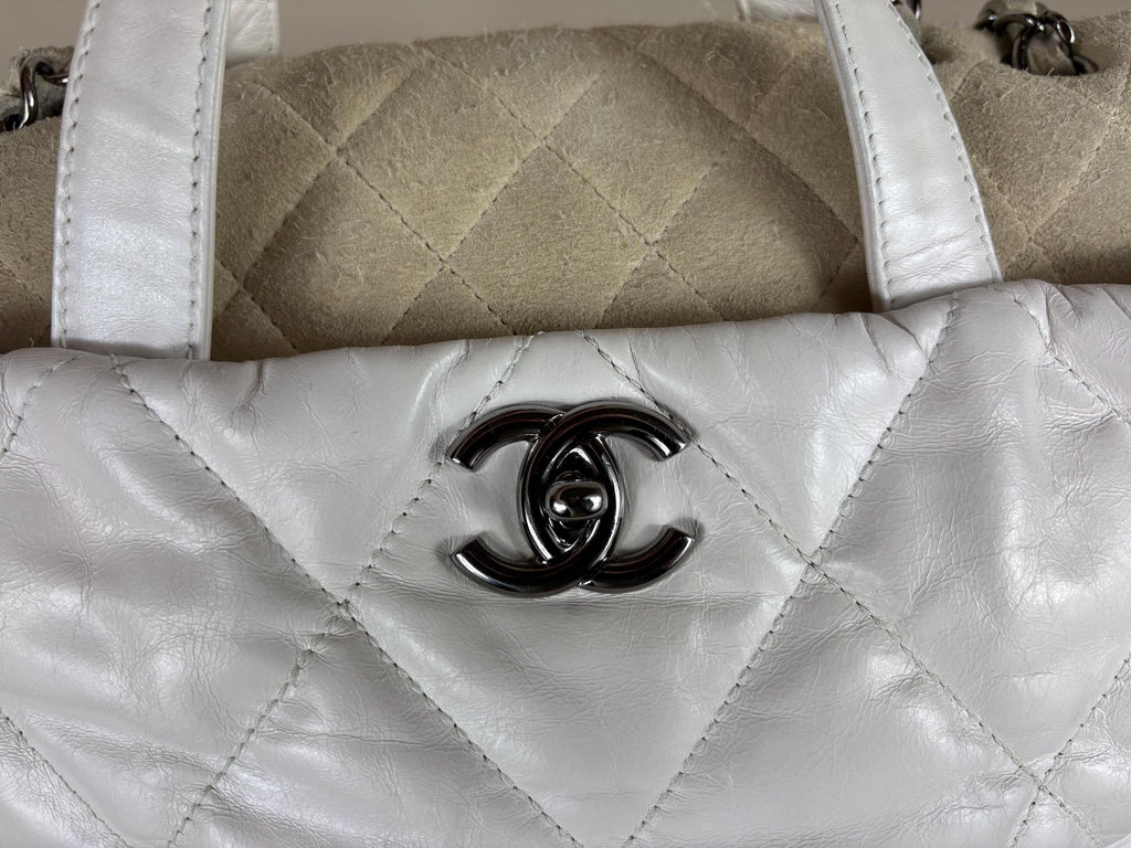 Authentic Chanel Quilted Leather and Suede Portobello 2-Way Bag w/ COA