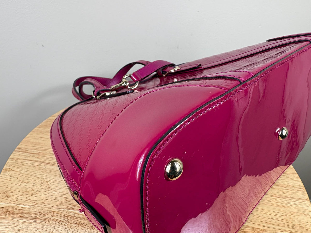 Authentic Gucci Hot Pink Small Microguccissima Patent Nice Dome 2-Way Bag
