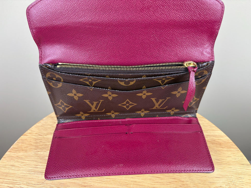 Authentic Louis Vuitton Monogram Emilie Red Long Bifold Wallet