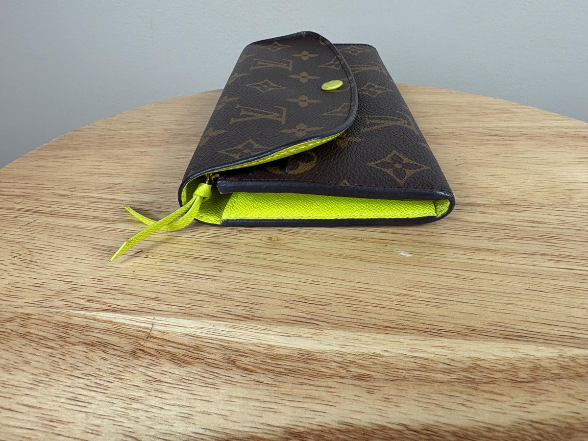 Authentic Louis Vuitton Monogram Emilie Neon Long Bifold Wallet w/ Box