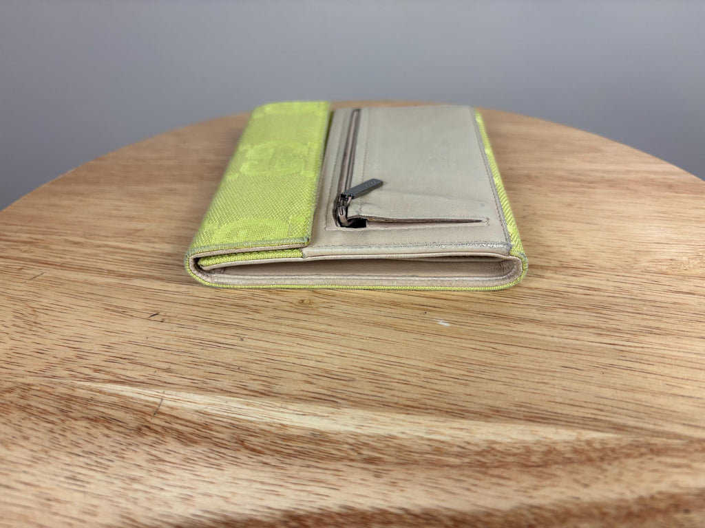 Authentic Gucci Compact Neon Beige Wallet GG