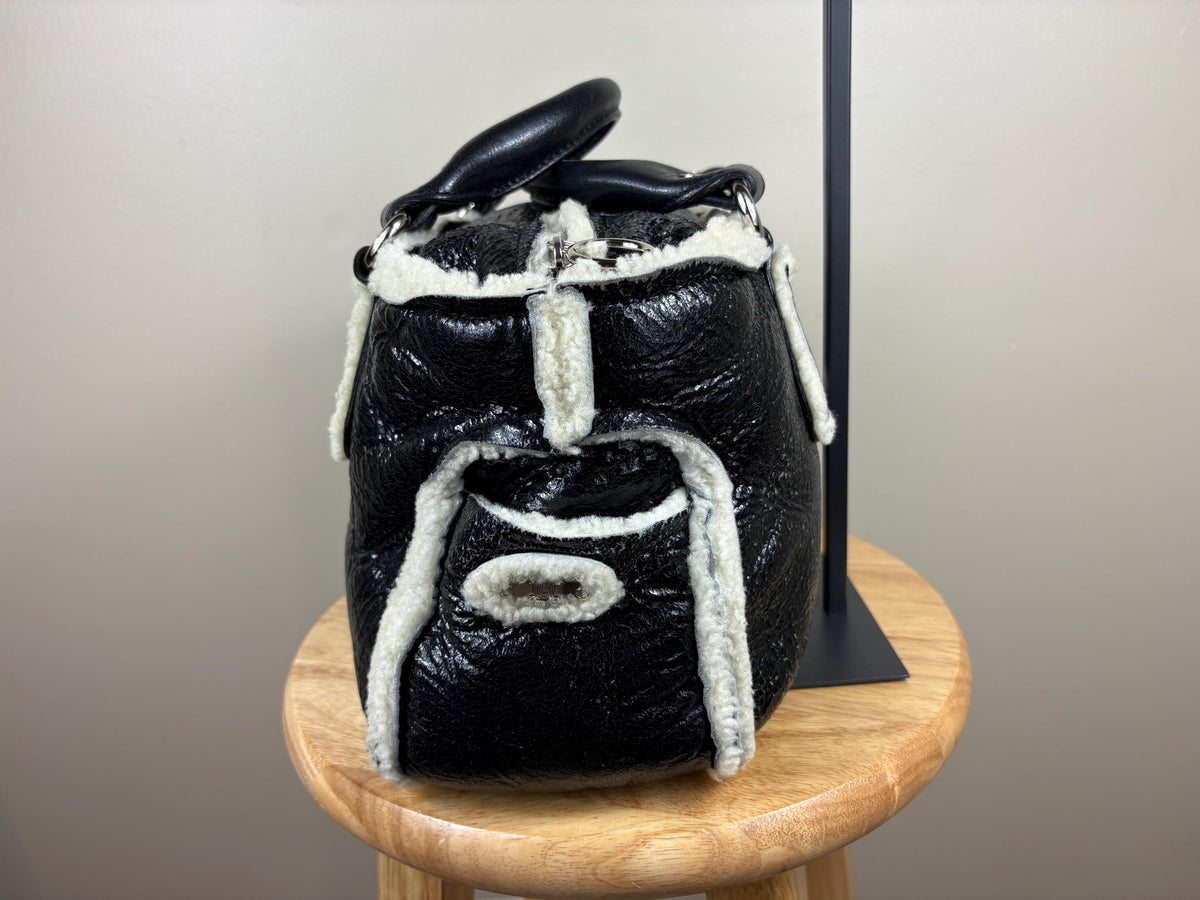 Authentic Celine Boogie Sherling Patent Leather Handbag