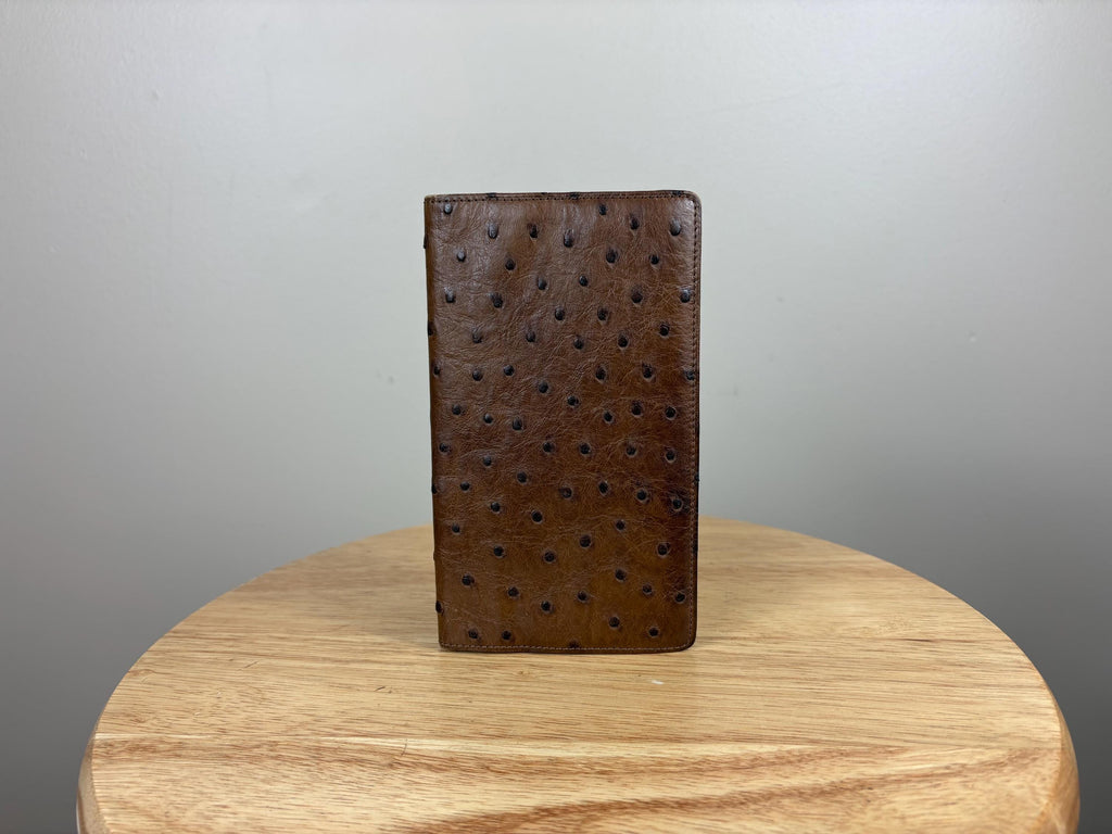 Authentic Louis Vuitton Brown Ostrich Check-book Cover