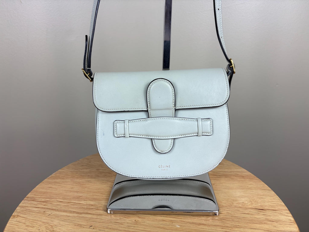 Authentic Celine Mini Symmetrical Crossbody Bag White Leather