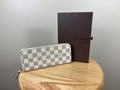 Authentic Louis Vuitton Damier Azur Clemence Zip Around Wallet w/ Pink Interior
