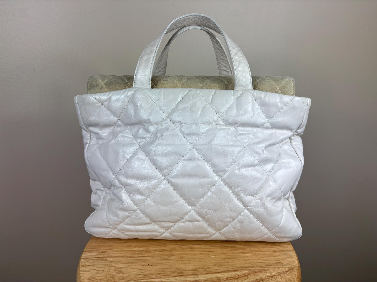 Authentic Chanel Quilted Leather and Suede Portobello 2-Way Bag w/ COA