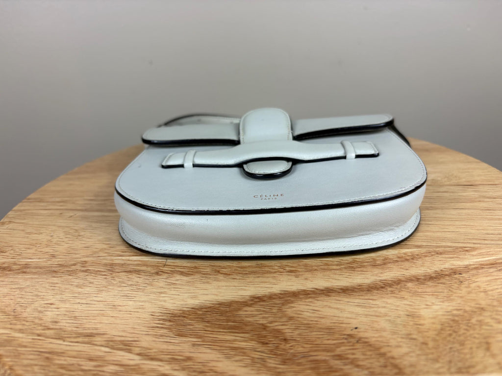 Authentic Celine Mini Symmetrical Crossbody Bag White Leather