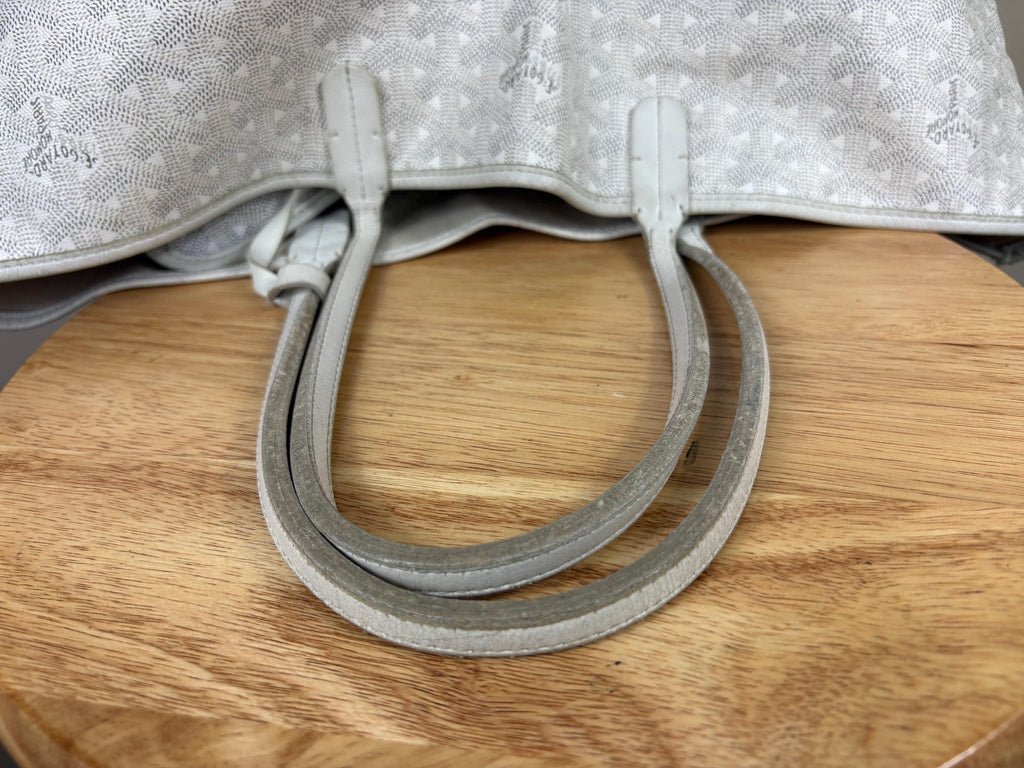 Authentic Goyard Saint Louis PM Tote White Bag with Pouch