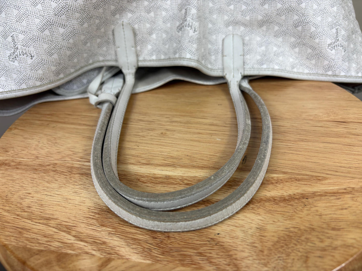 Authentic Goyard Saint Louis PM Tote White Bag with Pouch