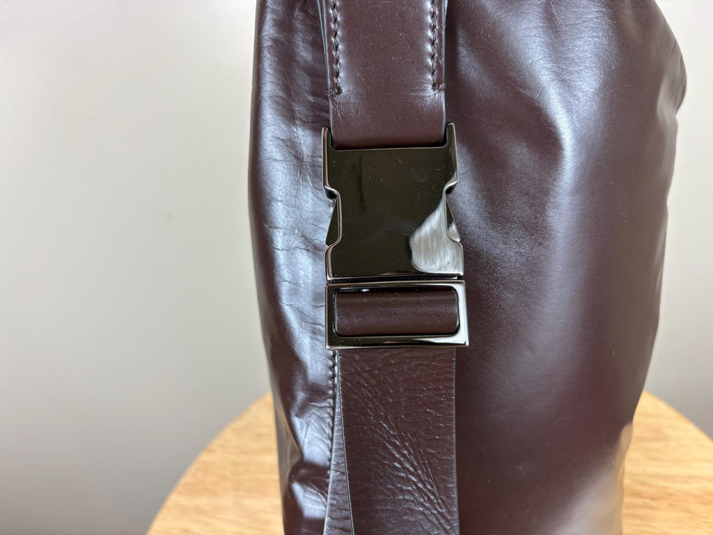 Authentic Valentino Garavani VLNT Brown Calfskin Leather Belt Bag