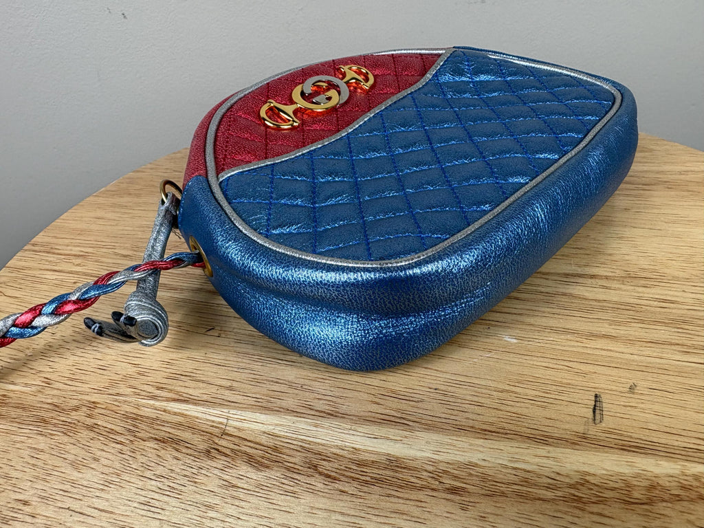 Authentic Gucci Horsebit Trampuntata Zumi Metalic Crossbody Bag
