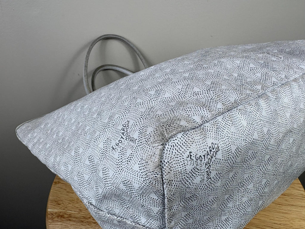 Authentic Goyard Saint Louis PM Tote White Bag with Pouch
