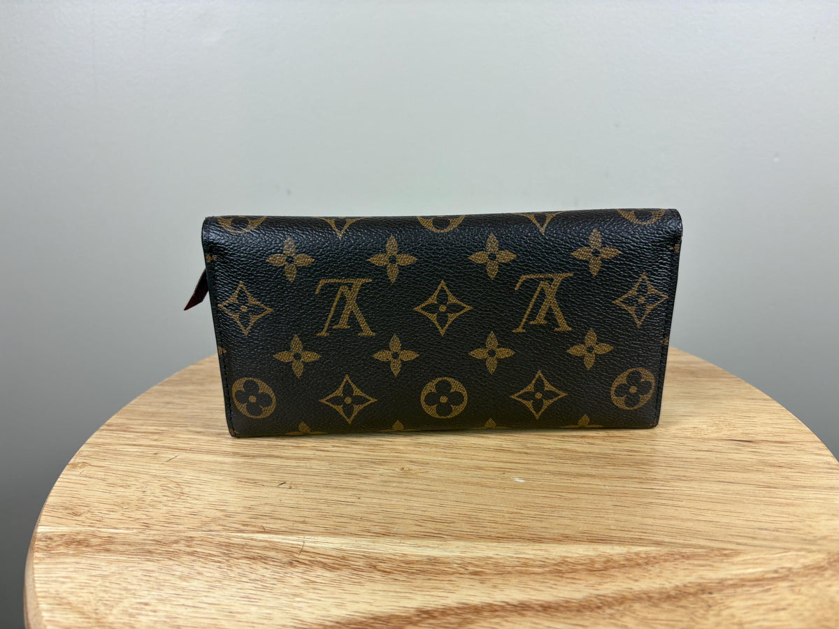 Authentic Louis Vuitton Monogram Emilie Red Long Bifold Wallet