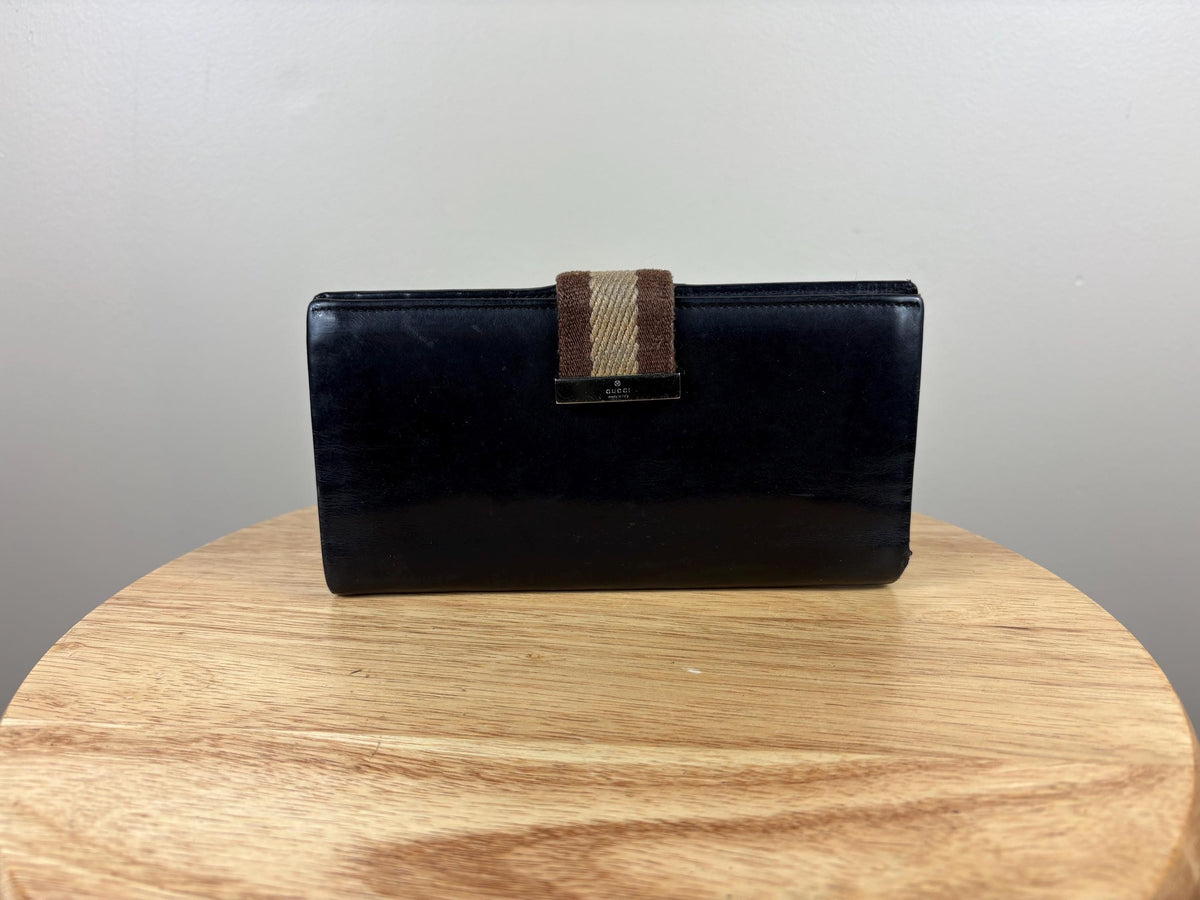 Authentic Gucci Dark Brown Leather Snap Wallet