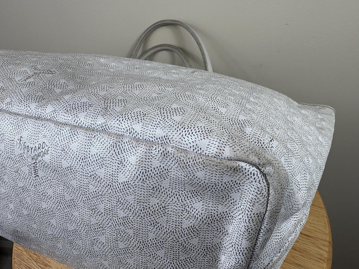 Authentic Goyard Saint Louis PM Tote White Bag with Pouch