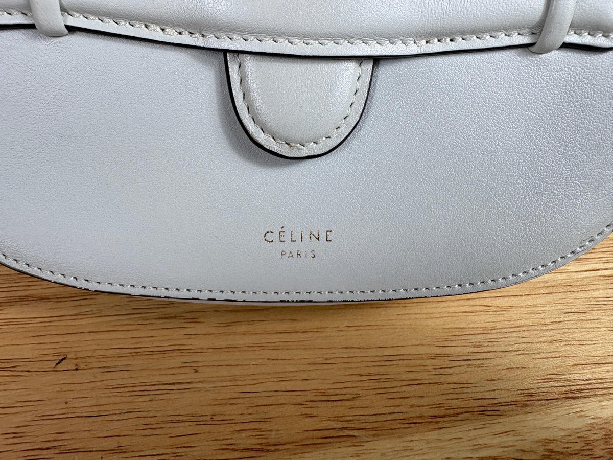Authentic Celine Mini Symmetrical Crossbody Bag White Leather