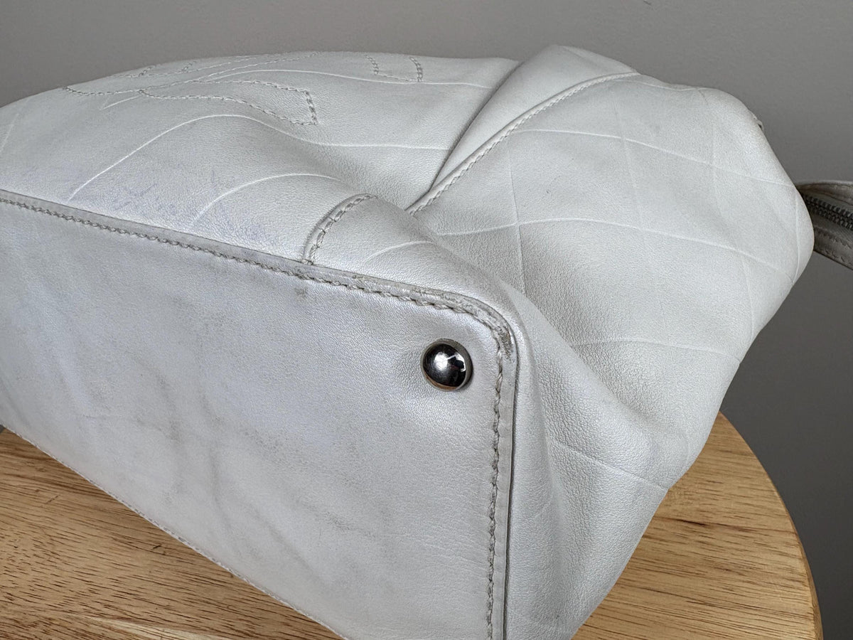 Authentic Chanel Vintage White All Day Top Handle Bag