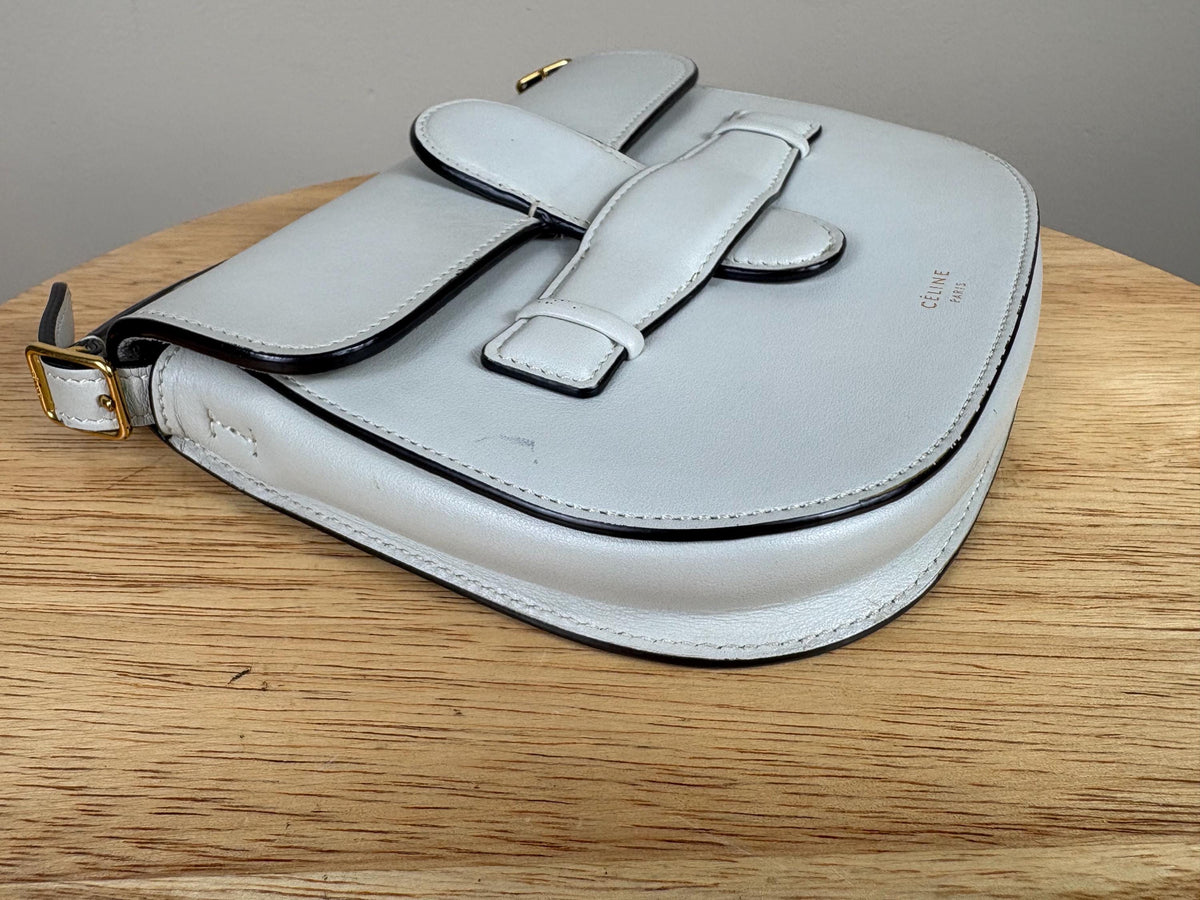 Authentic Celine Mini Symmetrical Crossbody Bag White Leather