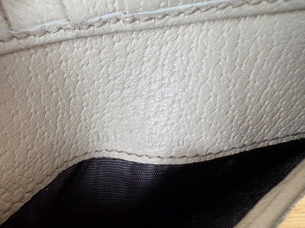 Authentic Gucci Compact Wallet White Leather GG