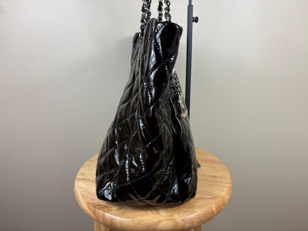 Authentic Chanel Chic and Glitter Ligne Timeless Vintage Patent Leather Tote Bag