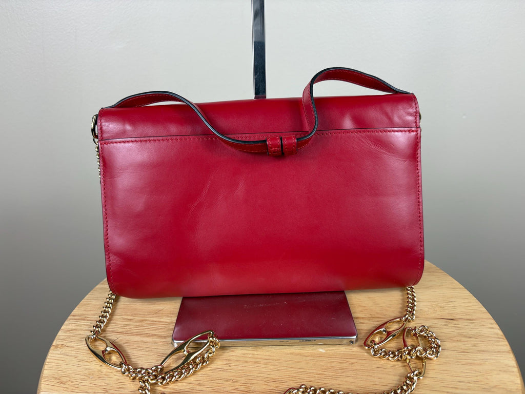 Authentic Gucci Horse Bit Red Leather Zumi Shoulder Hand Bag