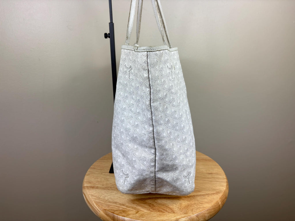 Authentic Goyard Saint Louis PM Tote White Bag with Pouch