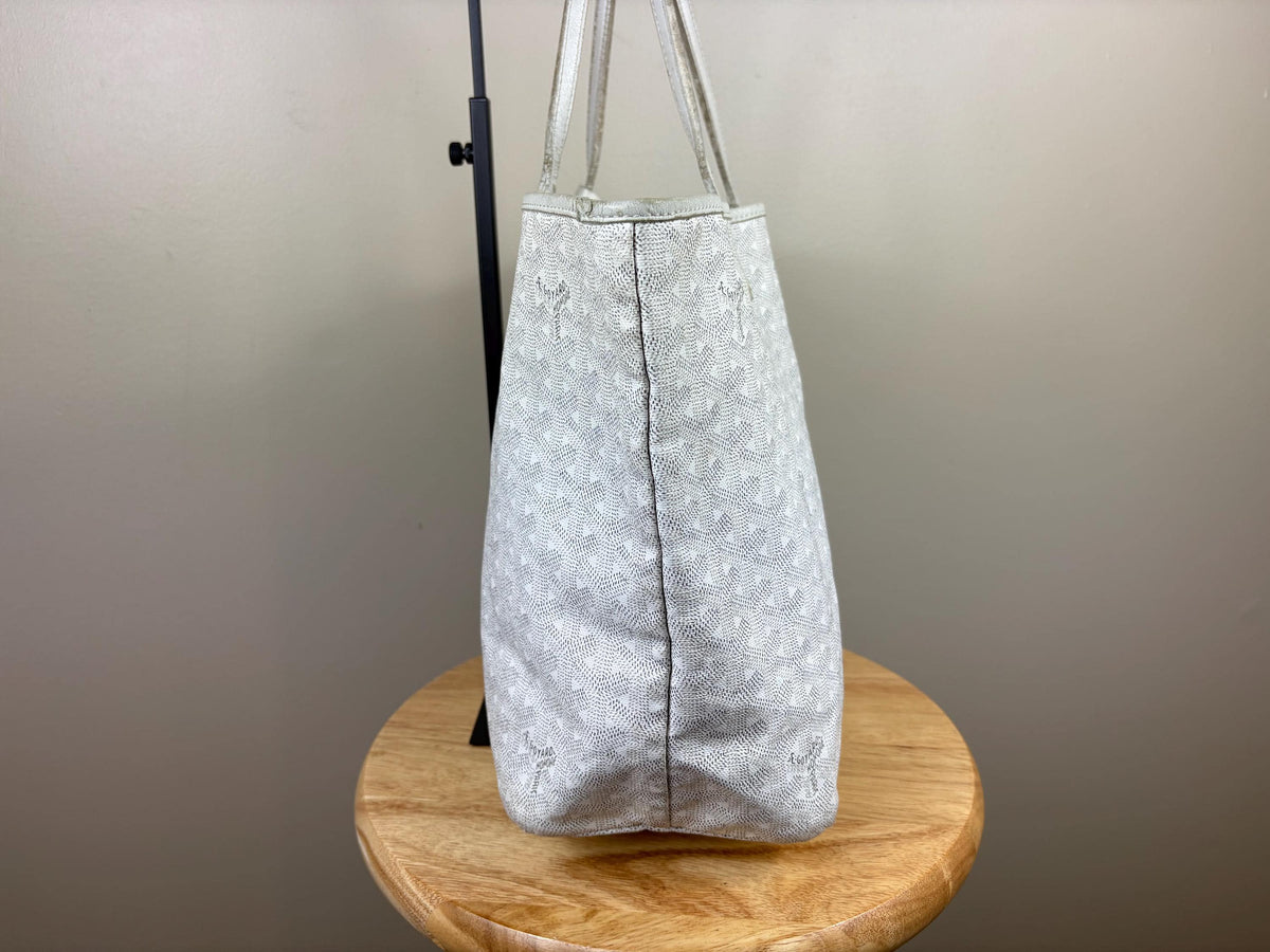 Authentic Goyard Saint Louis PM Tote White Bag with Pouch
