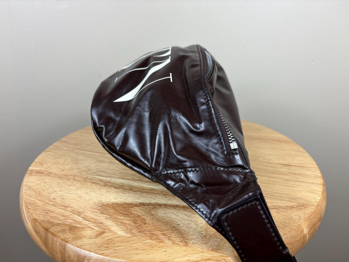 Authentic Valentino Garavani VLNT Brown Calfskin Leather Belt Bag
