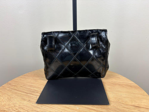 Authentic Chanel Vintage Matrasse CC Black Patent Leather Belt Bag