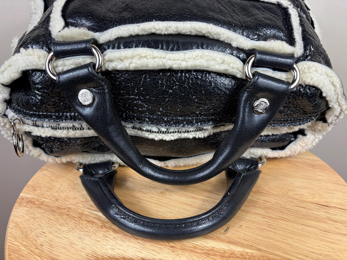Authentic Celine Boogie Sherling Patent Leather Handbag