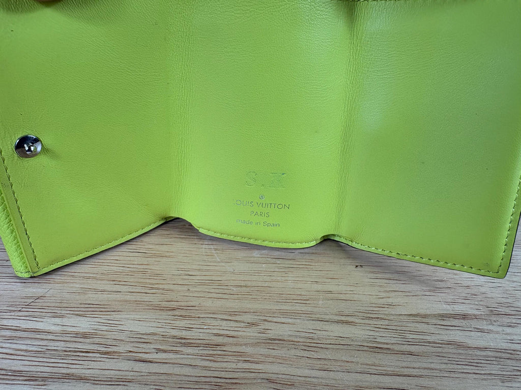 Authentic Louis Vuitton Taigalama Discovery Compact Wallet Neon Yellow w/ Box