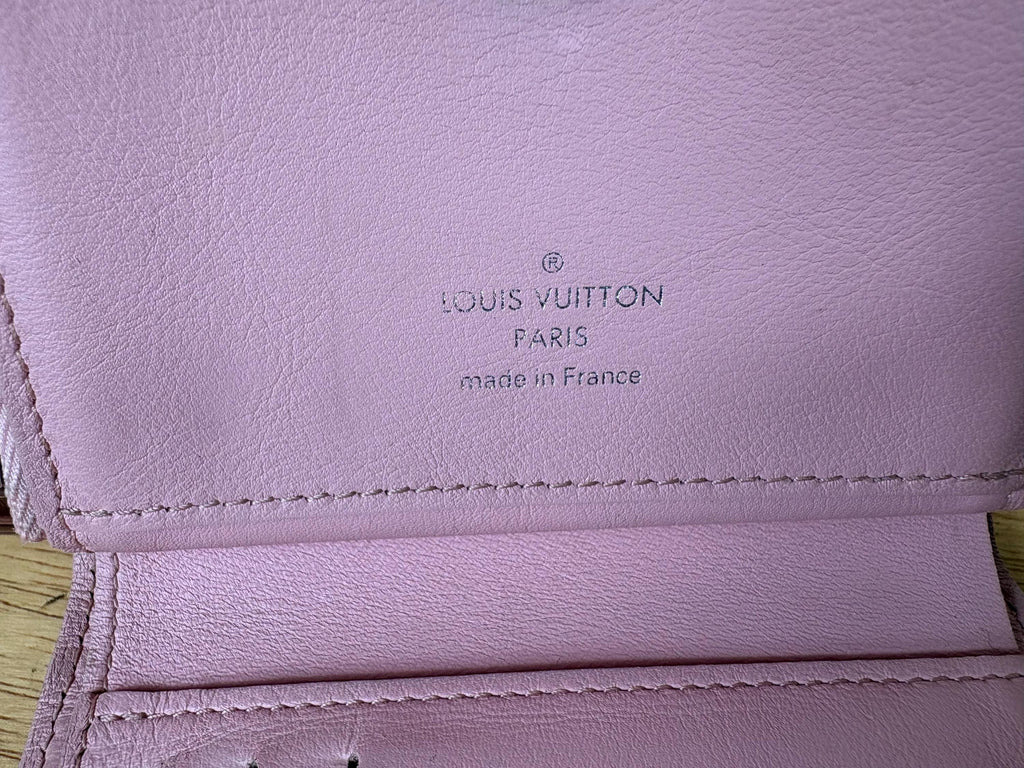 Authentic Louis Vuitton  New Wave Pink Leather Compact Zip Wallet