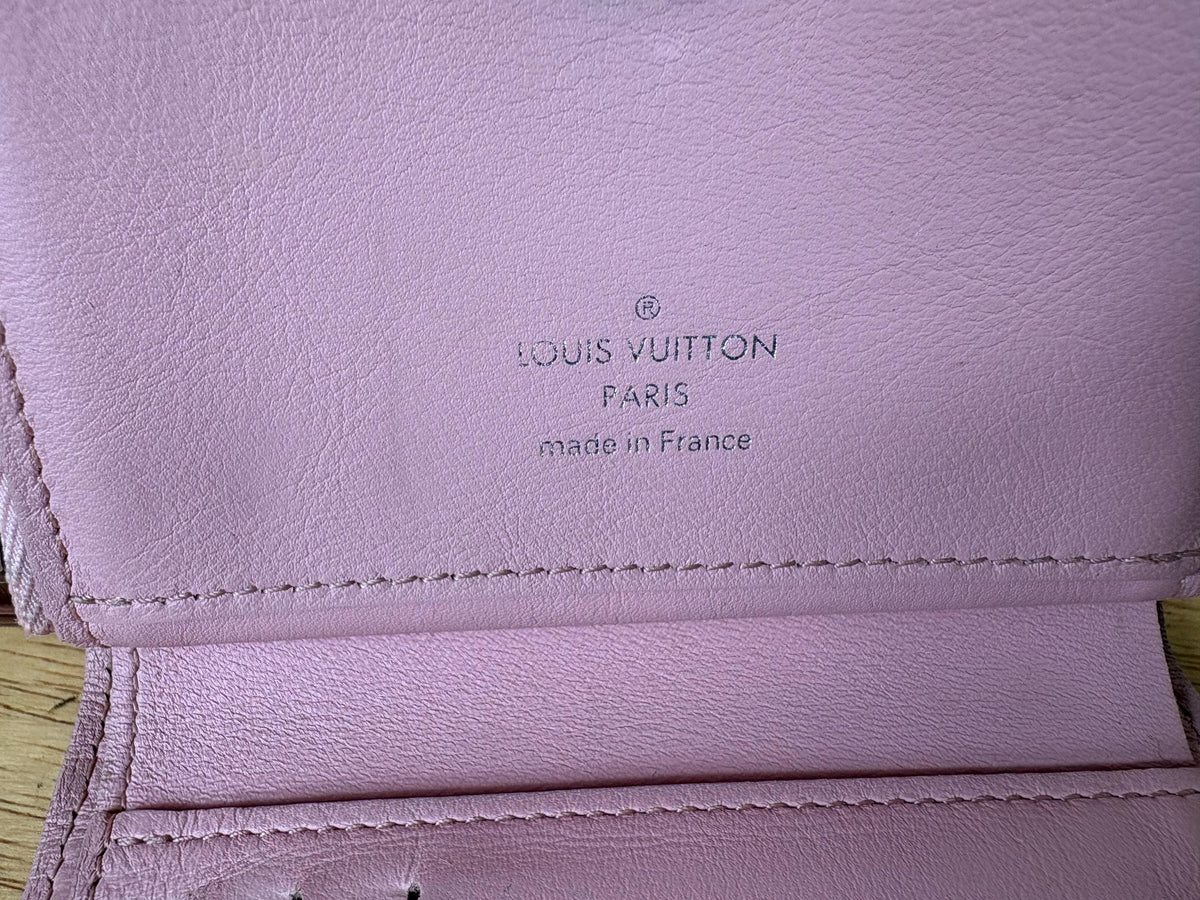 Authentic Louis Vuitton  New Wave Pink Leather Compact Zip Wallet