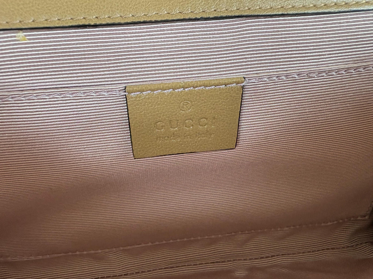 Authentic Gucci GG Linea Matisse Brown Leather Shoulder Bag